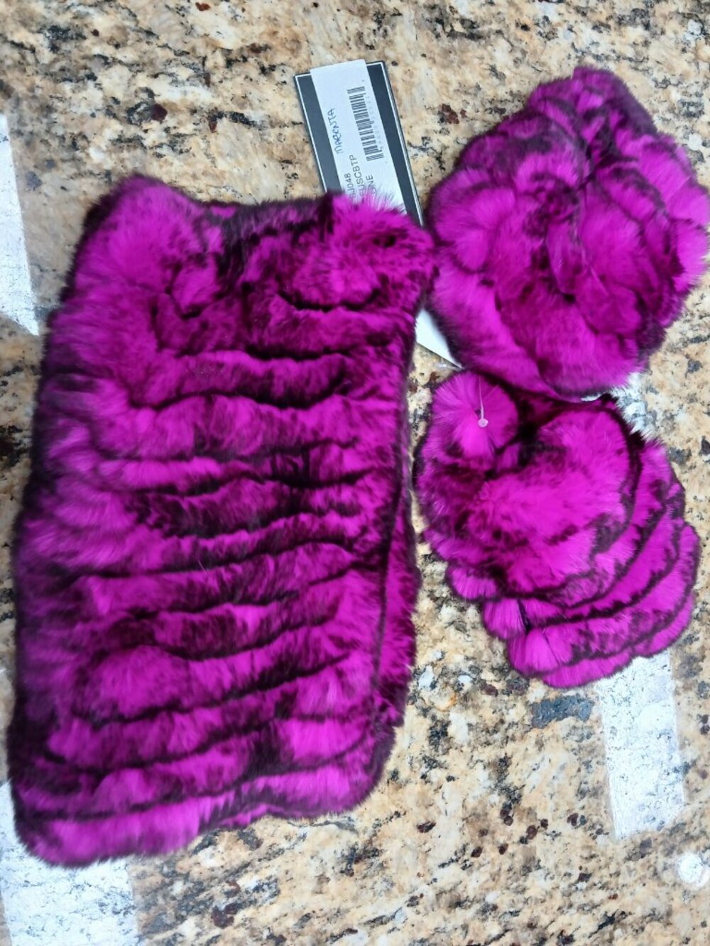 RESTOCKED Knitted Rex Rabbit Fur Accessories Set